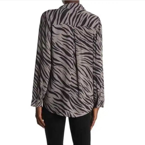 L’AGENCE Nina Zebra Print Blouse in Atticus Zebra Print - Picture 2 of 8